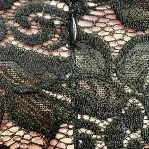 Monaco Lace Jumpsuit. Black V- Neck Low Cut - Picture 7 of 7